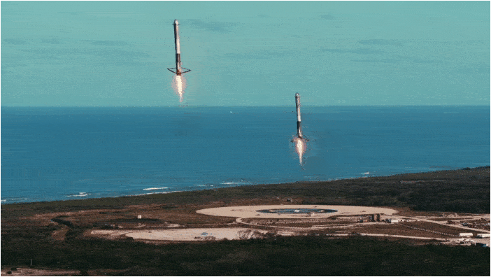 aterrizaje de pasos Falcon Heavy
