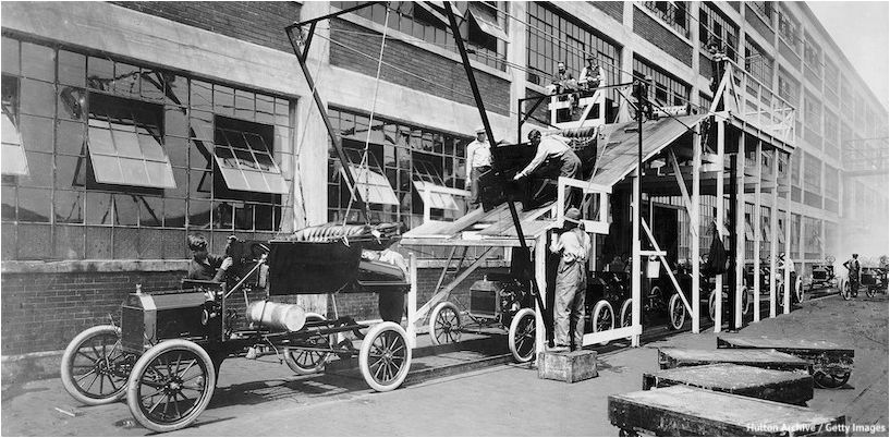 Foto antigua de la fábrica de Ford