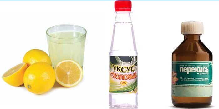 Jugo de limón, vinagre y peróxido de hidrógeno