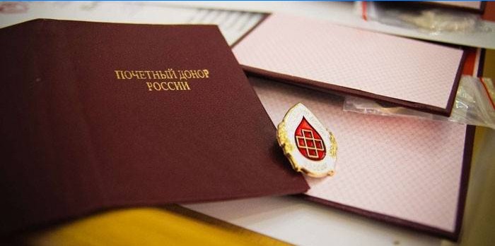 Certificado de Donante Honorario de Rusia