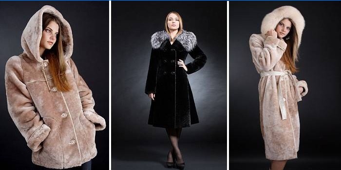 Chicas con abrigos de piel de mouton de diferentes longitudes