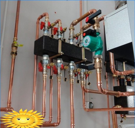Diseño e instalación de sistemas de suministro de agua y calefacción para una casa de tubos de cobre.