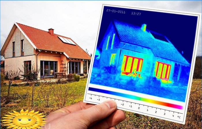Inspección de imagen térmica de la casa.