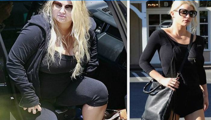 Chica antes y después de perder peso con una dieta de kéfir