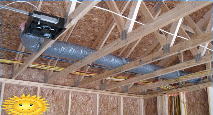 Sistema de ventilación en la casa de madera.