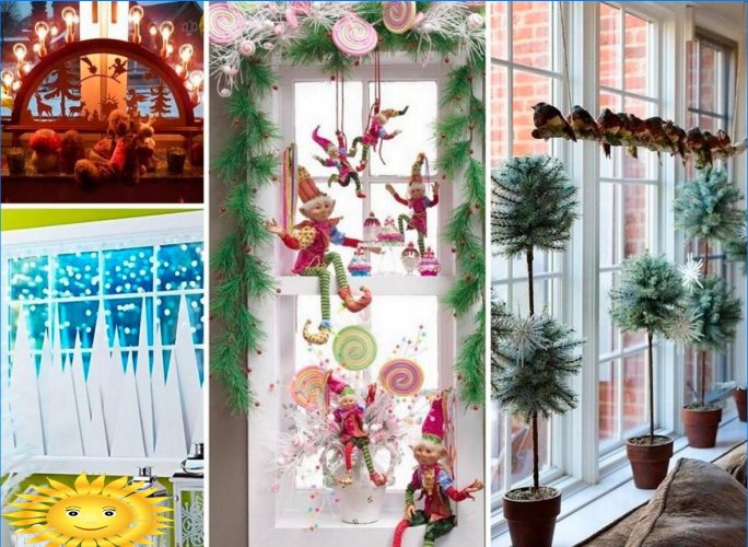 Cómo decorar ventanas para el Año Nuevo: ejemplos de fotos
