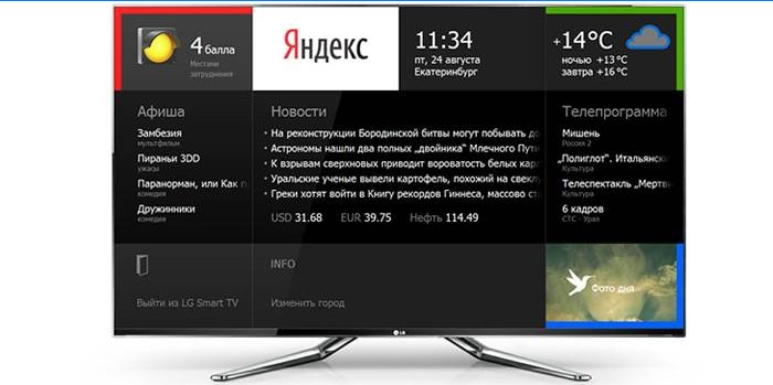 Yandex browser en la pantalla del televisor