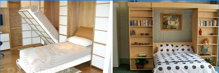 Zonificación funcional del espacio con muebles en un apartamento de una habitación.