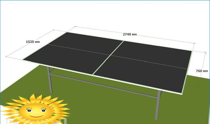 Mesa de tenis para todo clima hágalo usted mismo: dibujos, dimensiones