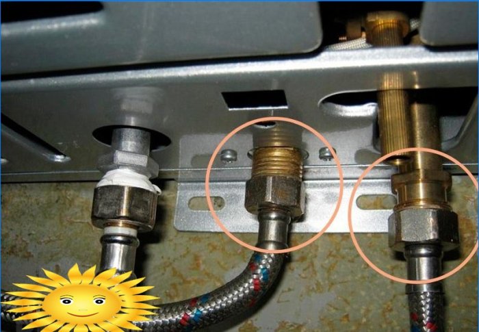 Conexión de un intercambiador de calor para una caldera de calefacción de gas.