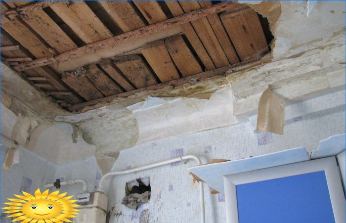 Reparación del techo después de una fuga