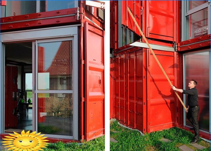 Arquitectura inusual: una casa espaciosa hecha de contenedores de envío