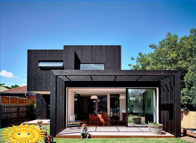 Casas con fachadas oscuras: ejemplos, características, materiales.