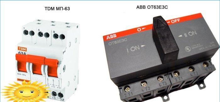 Interruptor modular de tres posiciones TDM MP-63 y interruptor trifásico ABB OT63E3C