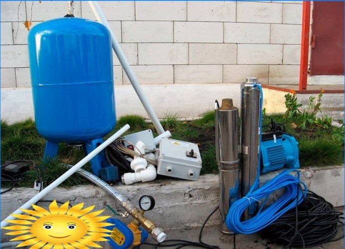 Esquemas de suministro de agua para una casa privada desde un pozo.