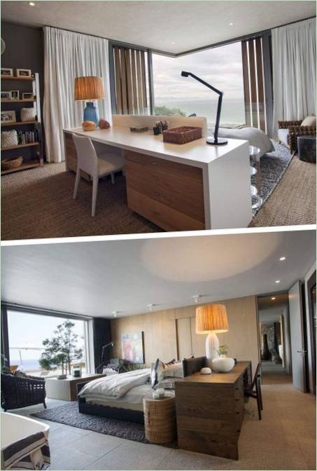 Una hermosa casa en una ladera de Sudáfrica: escritorio y cama