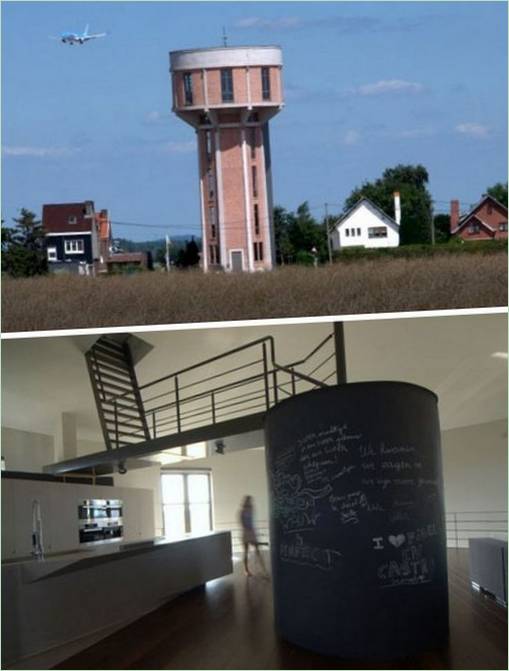 El diseño de una insólita casa reconstruida a partir de una torre de agua