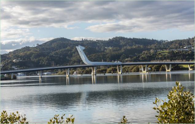 Singular puente sobre el río Hatea en Whangarei, Nueva Zelanda