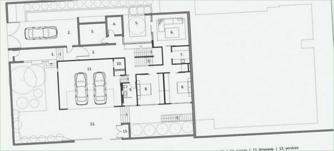 Plano del sótano de una casa de campo de lujo en EE.UU