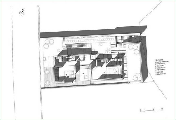 Plano de una casa de tres plantas en Seúl by bang by min