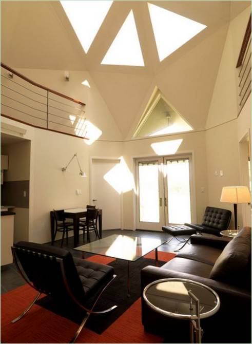 Diseño interior de una casa con tejado en forma de cúpula