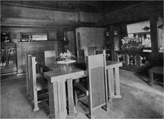 Interior del comedor de la casa de Darwin Martin