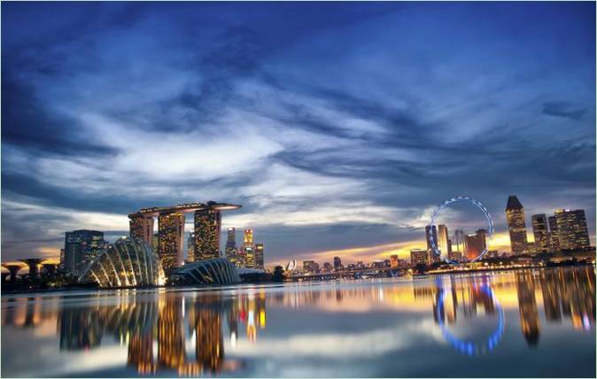 Bonita vista de las casas de Singapur